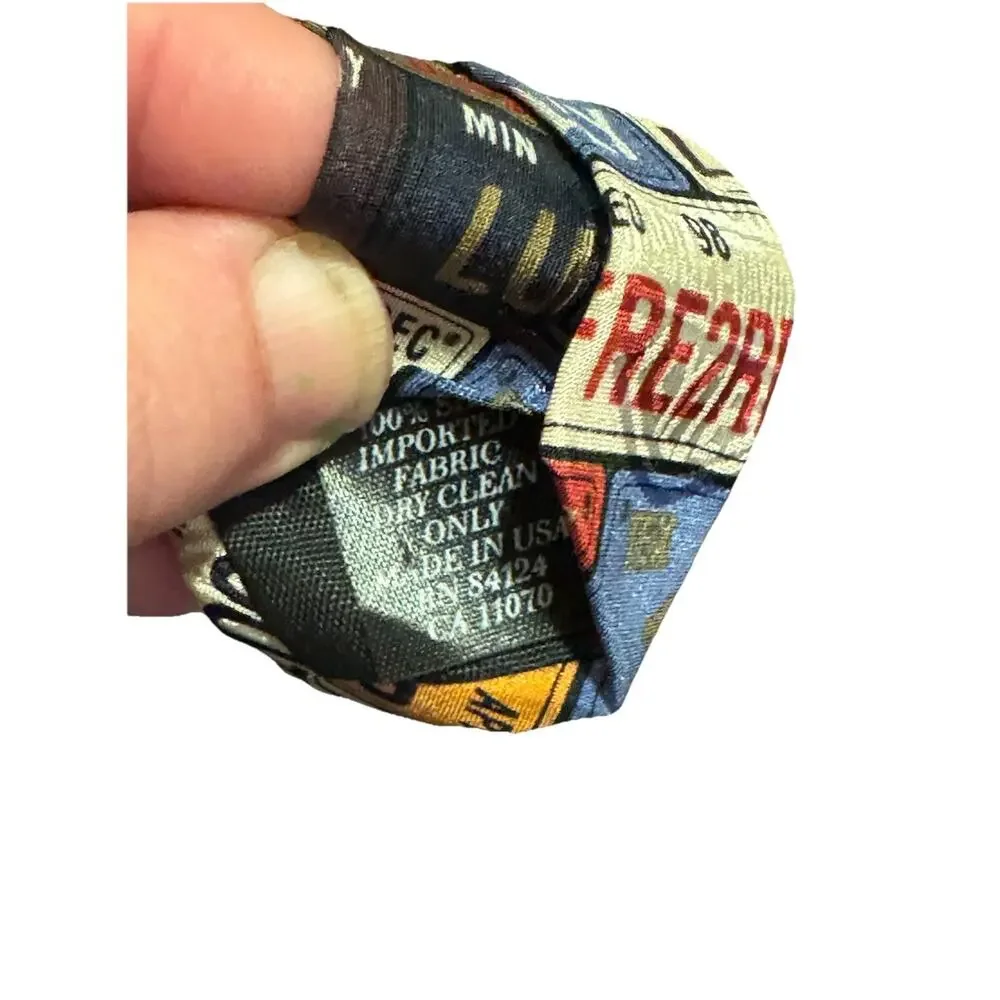 Ralph Marlin Harley Davidson License Plates Vintage Novelty Necktie Sturgis